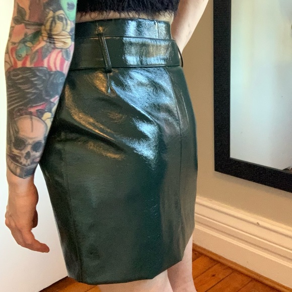 Olive Green Faux Leather Pencil Skirt 💚 - Picture 3 of 10